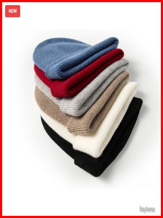 100% Pure Cashmere Double-Layered Unisex Beanie Hat Winter Warm main image 4